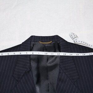 Hart Schaffner Marx Gold Trumpeter 43R 38W Navy Blue Pinstripe Suit, Read Detail